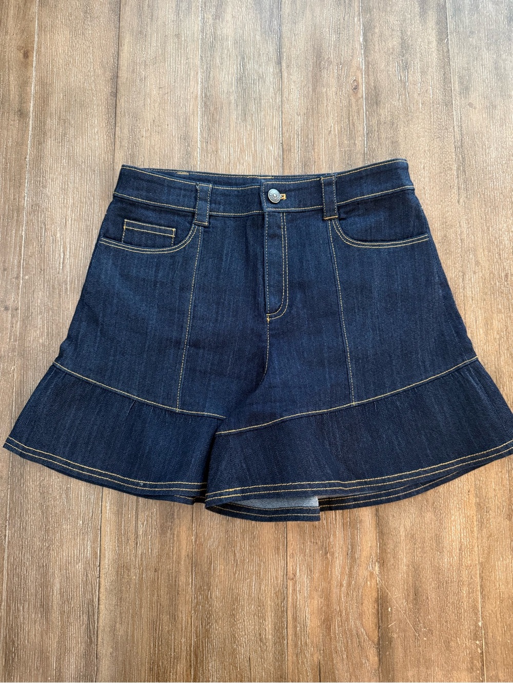 CINQ À SEPT Neema Ruffle Shorts In Indigo 4